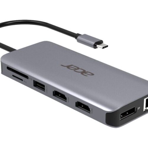 ACER 12-IN-1 TYPE-C DONGLE 2xUSB3.2 2xUSB2.0 2xHDMI DisplayPort Type C PowerDelivery SD Card reader TF Card reader 1000M Ethernet