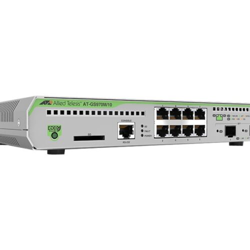 ALLIED 8x 10/100/1000T ports and 2x combo ports 100/1000X SFP or 10/100/1000T Copper Fixed one AC power supply EU Power Cord