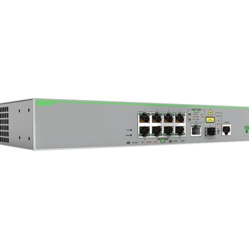 ALLIED 8x 10/100T POE+ ports and 1x combo ports 100/1000X SFP or 10/100/1000T Copper Fixed AC power supply EU Power Cord