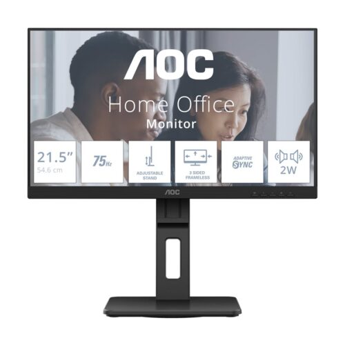 AOC 22E2UMF 22″ 1920 x 1080 Full HD (1080p) @ 75 Hz – VA – 3000:1 – HDMI, VGA, DisplayPort – haut-parleurs – noir – ajustable