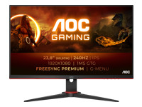 AOC 24G2ZU/BK 23.8p TN Flat FHD 1920×1080 240Hz 1ms GtG FreeSync Premium USB HUB SPEAKERS DP 2xHDMI VESA 100×100 GAMING LINE