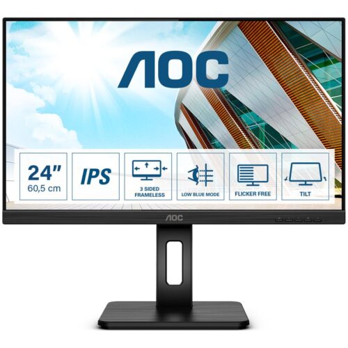 AOC 24P2Q 23.8p 1920×1080 FHD IPS 250cd/m2 1000:1 4ms HDMI DVI DisplayPort VGA HP noir