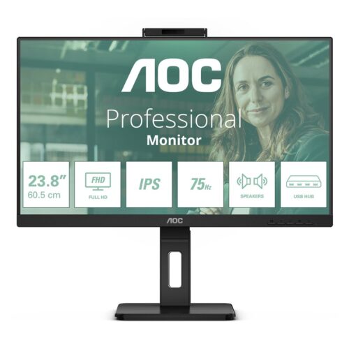 AOC 24P3QW Ecran 24″  1920 x 1080 Full HD (1080p) @ 75 Hz – IPS – 300 cd/m² – 1000:1 – 4 ms – 2xHDMI, DisplayPort – HP – WEBCAM