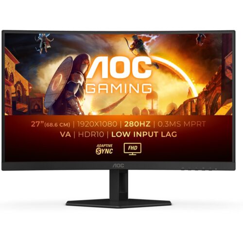 AOC C27G4ZXE 27p FHD Curved Gaming Monitor 1920×1080 280Hz 1ms HDR10 FreeSync Premium HDMI DisplayPort black