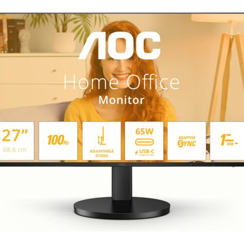AOC Q27B3CF2 27p 2560×1440 100Hz IPS Flat H/A 110mm 65W AdaptiveSync USB HUB SPEAKERS Low Blue Mode USB C HDMI 350cd/m2