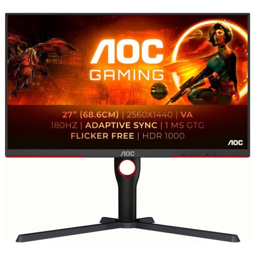 AOC Q27G3XMN/BK 27p 2560×1440 IPS MiniLED 336 Zones 180Hz Freesync Premium DP 2xHDMI