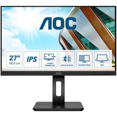 AOC Q27P2Q 27p 2560×1440 QHD IPS 300cd/m2 1000:1 4ms HDMI VGA DisplayPort haut-parleurs noir