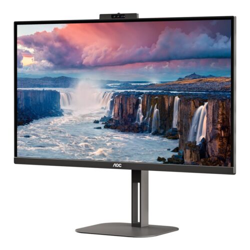 AOC Q27V5CW/BK Moniteur 27 » 2560 x 1440 QHD @ 75 Hz – IPS – 300 cd/m² HDMI, DisplayPort, USB-C – HP- WEBCAM