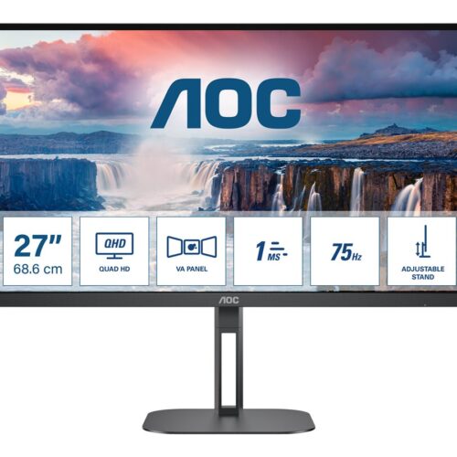 AOC Q27V5N/BK 27p WQHD VA 75Hz 4ms 300cd/m2 HDMI 1.4×2 DPx2 Speakers