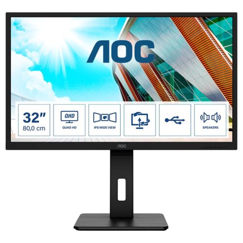 AOC Q32P2 31.5p IPS QHD 2560×1440 16:9 1000:1 250cd/m2 75Hz 4ms 2xHDMI DP 4xUSB 3.2 Speakers