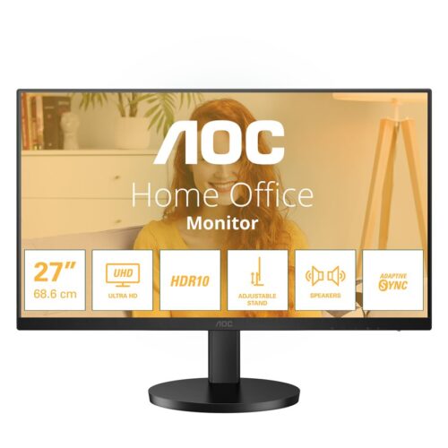 AOC U27B3AF 27p UHD 3840×2160 60Hz HDR10 HDMI 2.0 DisplayPort 1.4 black
