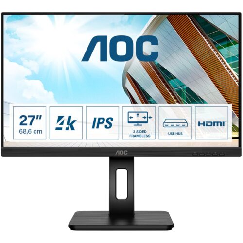 AOC U27P2 27p UHD 4K Monitor USB VGA DVI HDMI