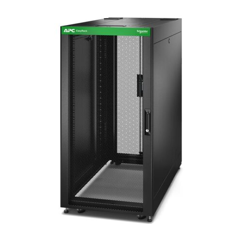 APC Easy Rack 600mm/24U/1200mm with Roof Side panel castors feet and 4 Brackets no Bottom black