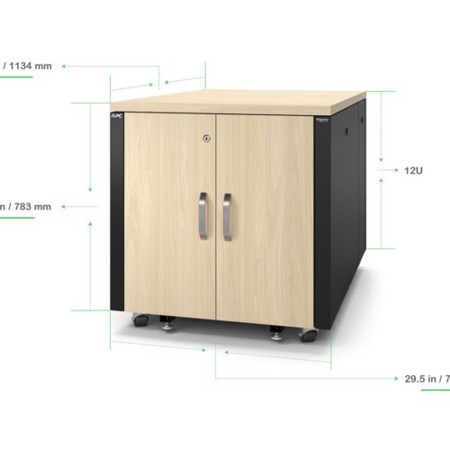 APC NetShelter Soundproof Server Rack 12U 110-240V 783H x 750W x 1134D mm Maple