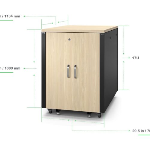 APC NetShelter Soundproof Server Rack 17U 230V 1000H x 750W x 1134D mm Maple