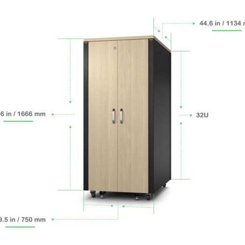 APC NetShelter Soundproof Server Rack 32U 230V 1666H x 750W x 1134D mm Maple
