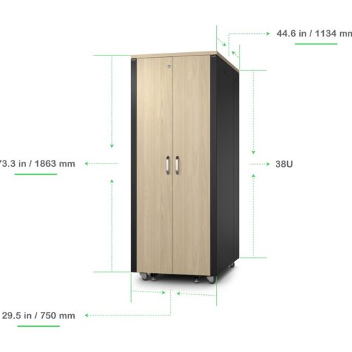 APC NetShelter Soundproof Server Rack 38U 230V 1863H x 750W x 1134D mm Maple