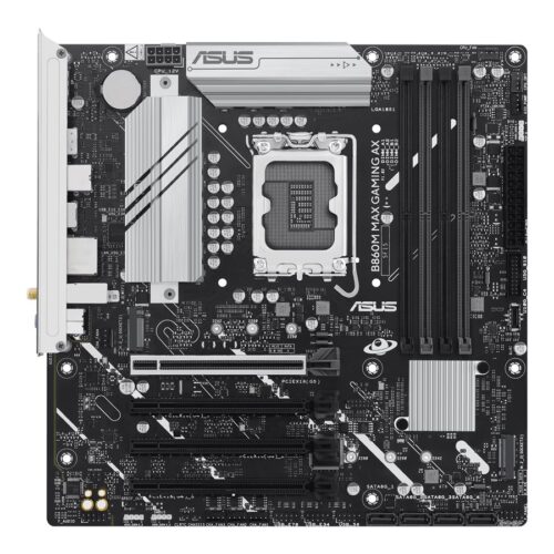 ASUS B860M MAX GAMING AX Intel LGA1851 mATX motherboard Advanced AI 4xDDR5 PCIe 5.0 x16 3xM.2 1xDisplayPort 4xSATA