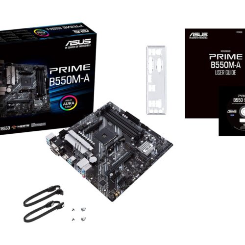 ASUS PRIME B550M-A mATX MB dual M.2 PCIe 4.0 1Gb Ethernet HDMI/D-Sub/DVI SATA 6Gbps USB3.2 Gen 2 Type-A