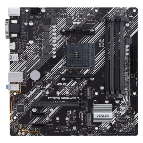 ASUS PRIME B550M-K mATX MB dual M.2 PCIe 4.0 1Gb Ethernet HDMI/D-Sub/DVI SATA 6Gbps USB3.2 Gen 2 Type-A