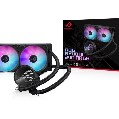 ASUS ROG RYUO III 240 ARGB all-in-one CPU liquid cooler with Asetek 8th gen pump solution and Anime Matrix LED Display