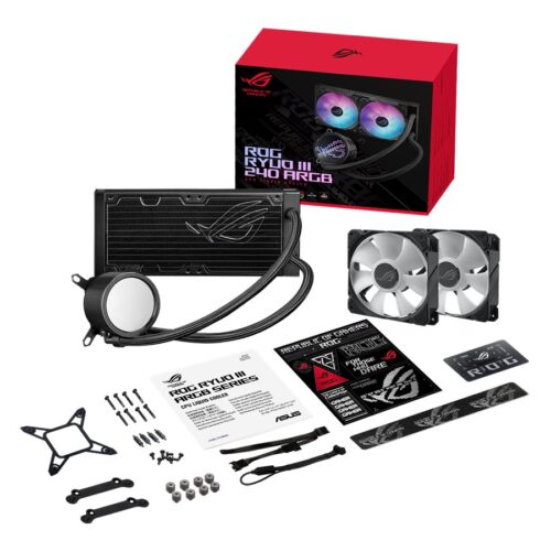 ASUS ROG RYUO III 240 ARGB all-in-one CPU liquid cooler with Asetek 8th gen pump solution and Anime Matrix LED Display