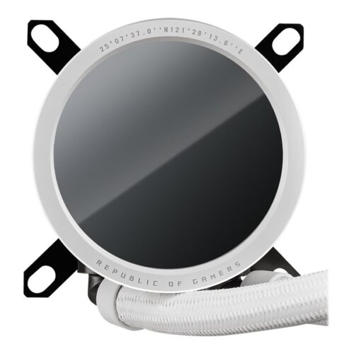 ASUS ROG RYUO III 240 ARGB white edition all-in-one CPU liquid cooler with Asetek 8th gen pump solution and Anime Matrix LED Display