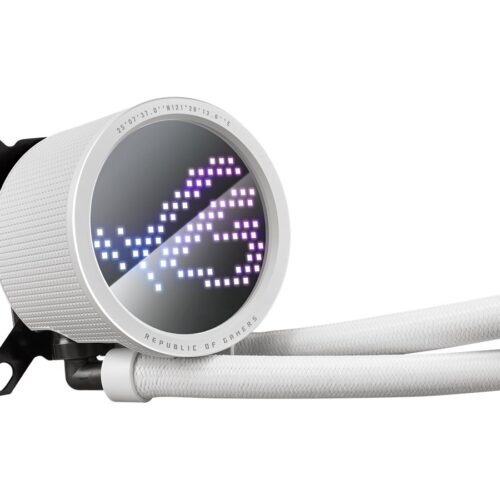 ASUS ROG RYUO III 240 ARGB white edition all-in-one CPU liquid cooler with Asetek 8th gen pump solution and Anime Matrix LED Display