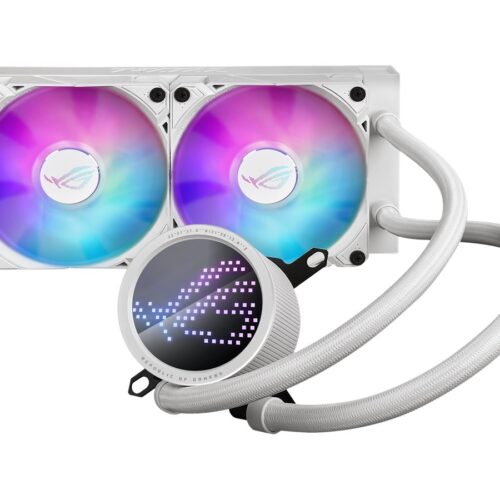 ASUS ROG RYUO III 240 ARGB white edition all-in-one CPU liquid cooler with Asetek 8th gen pump solution and Anime Matrix LED Display