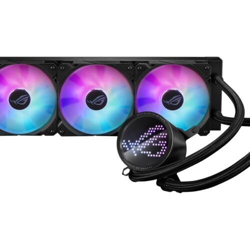 ASUS ROG RYUO III 360 ARGB all-in-one CPU liquid cooler with Asetek 8th gen pump solution and Anime Matrix LED Display
