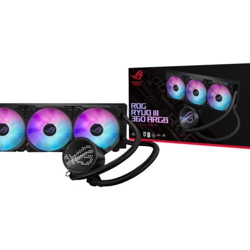 ASUS ROG RYUO III 360 ARGB all-in-one CPU liquid cooler with Asetek 8th gen pump solution and Anime Matrix LED Display