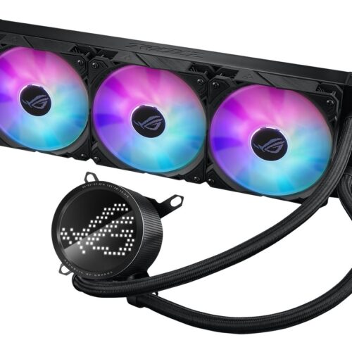 ASUS ROG RYUO III 360 ARGB all-in-one CPU liquid cooler with Asetek 8th gen pump solution and Anime Matrix LED Display