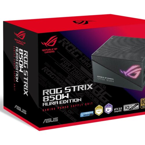 ASUS ROG Strix 850W Gold Aura Edition Fully Modular Power Supply 80+ Gold Certified ATX 3.0 Compatible PCIe Gen 5.0