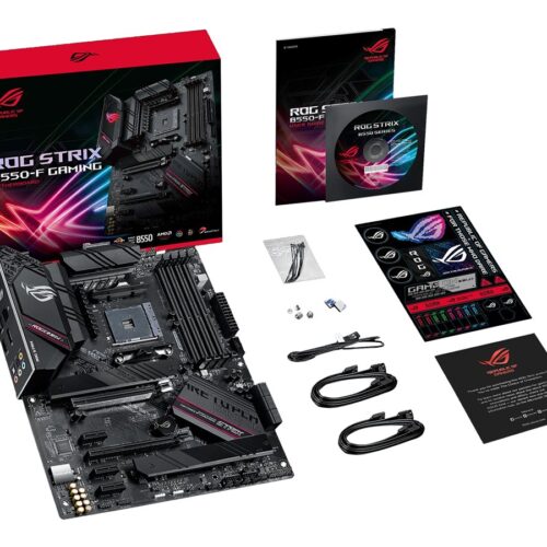 ASUS ROG STRIX B550-F GAMING ATX MB PCIe 4.0-ready dual M.2 USB3.2 Gen 2 Type-C plus HDMI2.1 and DisplayPort1.2 output support