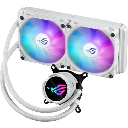 ASUS ROG Strix LC III 240 ARGB WHT all-in-one CPU liquid cooler with 360 rotatable water block Premium ROG ARGB fans