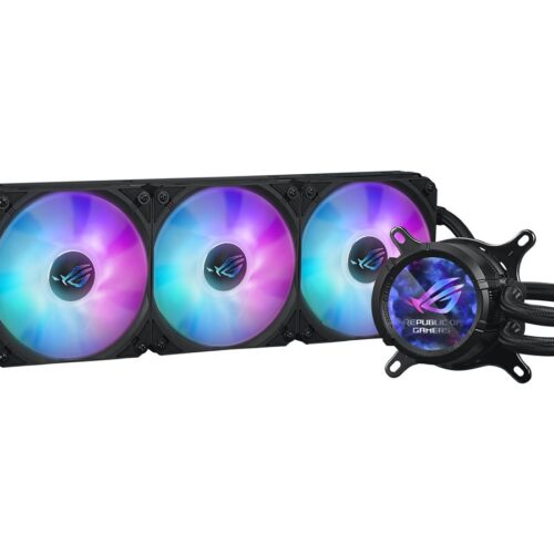 ASUS ROG Strix LC III ARGB LCD all-in-one CPU liquid cooler with 2.1 IPS LCD Aseteks new Gen7 v2 pump and premium ROG ARGB fans