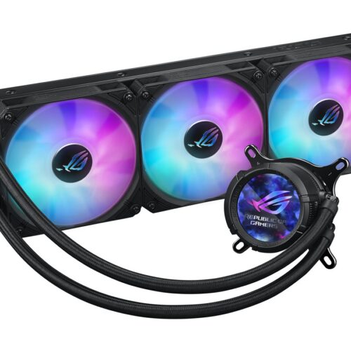 ASUS ROG Strix LC III ARGB LCD all-in-one CPU liquid cooler with 2.1 IPS LCD Aseteks new Gen7 v2 pump and premium ROG ARGB fans