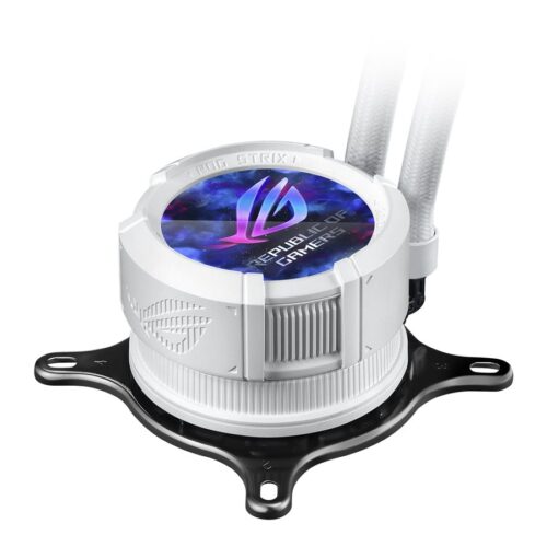 ASUS ROG Strix LC III ARGB LCD WHT all-in-one CPU liquid cooler with 2.1 IPS LCD Aseteks new Gen7 v2 pump and premium ROG ARGB fans