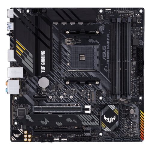 ASUS TUF GAMING B550M-PLUS mATX MB PCIe 4.0 dual M.2 10 DrMOS power stages 2.5Gb Ethernet HDMI DisplayPort SATA 6Gbps