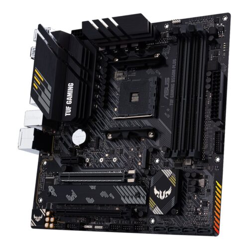 ASUS TUF GAMING B550M-PLUS mATX MB PCIe 4.0 dual M.2 10 DrMOS power stages 2.5Gb Ethernet HDMI DisplayPort SATA 6Gbps