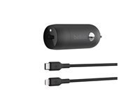BELKIN 30W USB PD Car Charger With PPS W/PVC C-LTG 1m Black