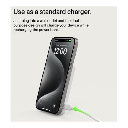 BELKIN 5k Qi2 MagSafe Compatible Powerbank with Kickstand – WHITE
