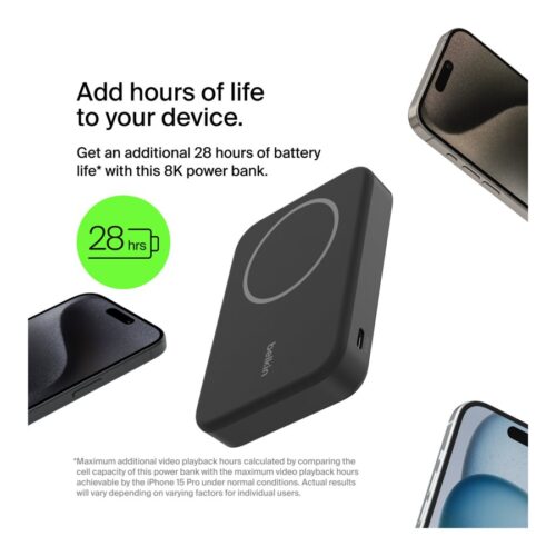 BELKIN 8k Qi2 MagSafe Compatible Powerbank with kickstand