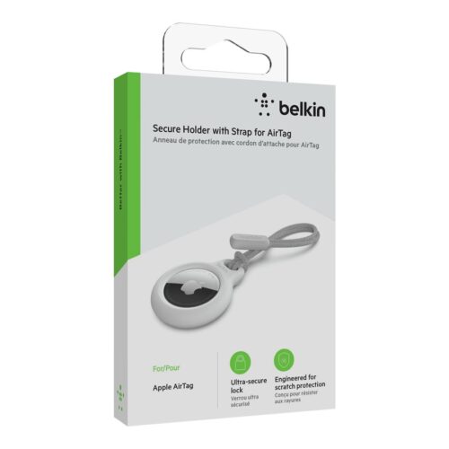 BELKIN Airtag Protection avec Cordon Blanc