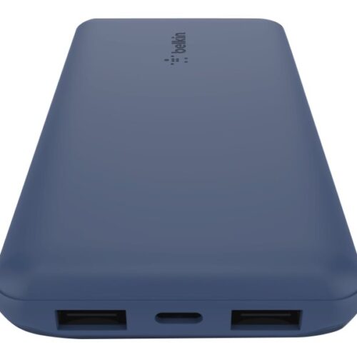 BELKIN Batterie externe 3 ports 10K avec câble USB-A vers USB-C bleu