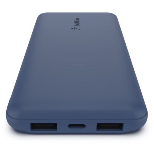 BELKIN Batterie externe 3 ports 10K avec câble USB-A vers USB-C bleu