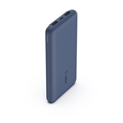 BELKIN Batterie externe 3 ports 10K avec câble USB-A vers USB-C bleu