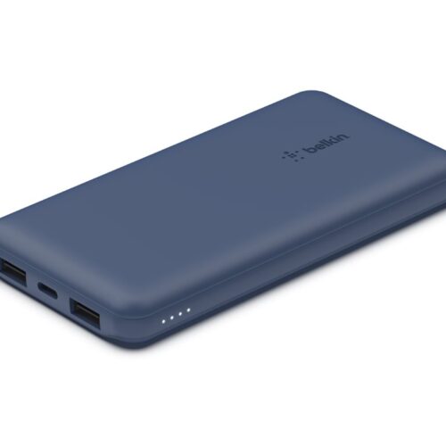 BELKIN Batterie externe 3 ports 10K avec câble USB-A vers USB-C bleu