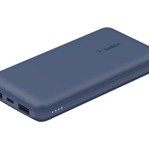 BELKIN Batterie externe 3 ports 10K avec câble USB-A vers USB-C bleu