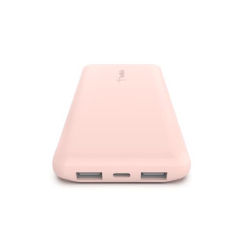 BELKIN Batterie externe 3 ports 10K avec câble USB-A vers USB-C rose